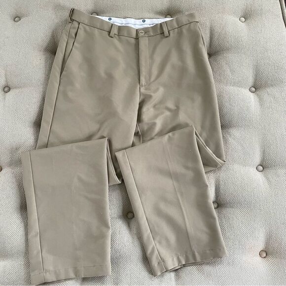 Haggar Mens Khaki Chino Pants Flat Front 34 x 32 - Picture 7 of 7